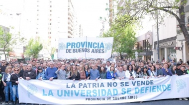 Magario se puso al frente de la columna bonaerense