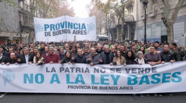 Bajo la bandera de la Provincia, Kicillof se suma a la Marcha Federal